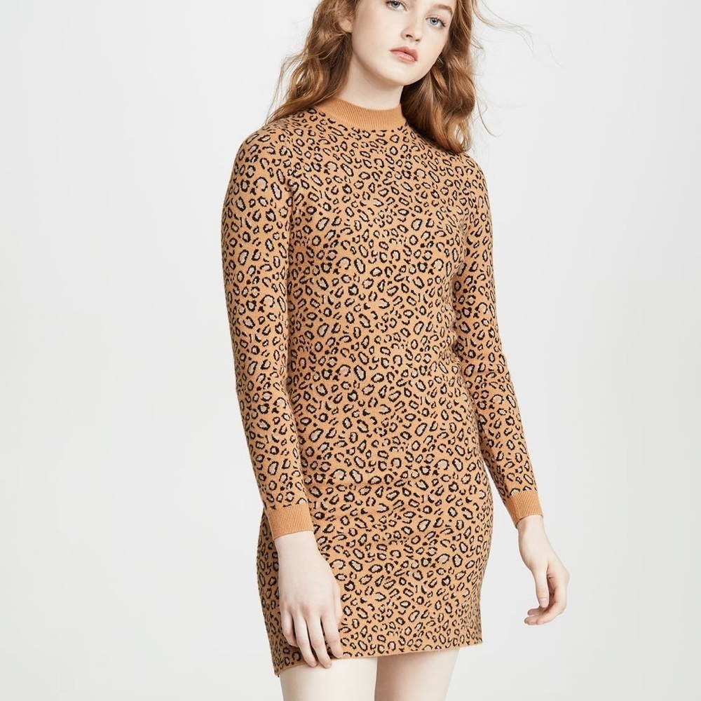 LeRumi Leopard Print “Talia” Sweater Bodycon Dress - No Size Tag!